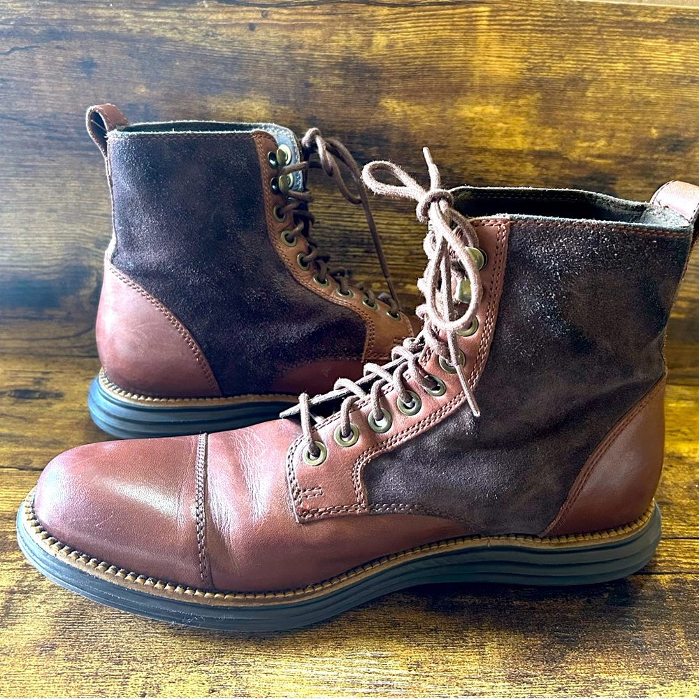 Cole Haan Original Grand Cap Toe Boot in Brown Leather and Suede Size 7
